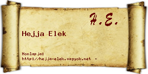 Hejja Elek névjegykártya